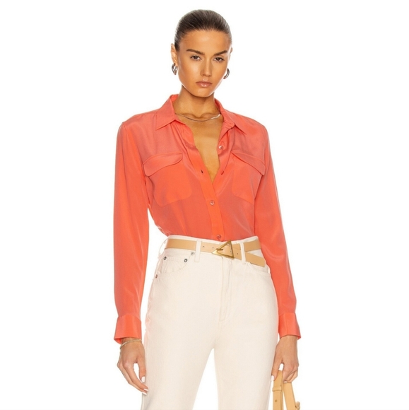 Equipment Silk Slim Signature Top Button Down Shirt Size M - Picture 1 of 9